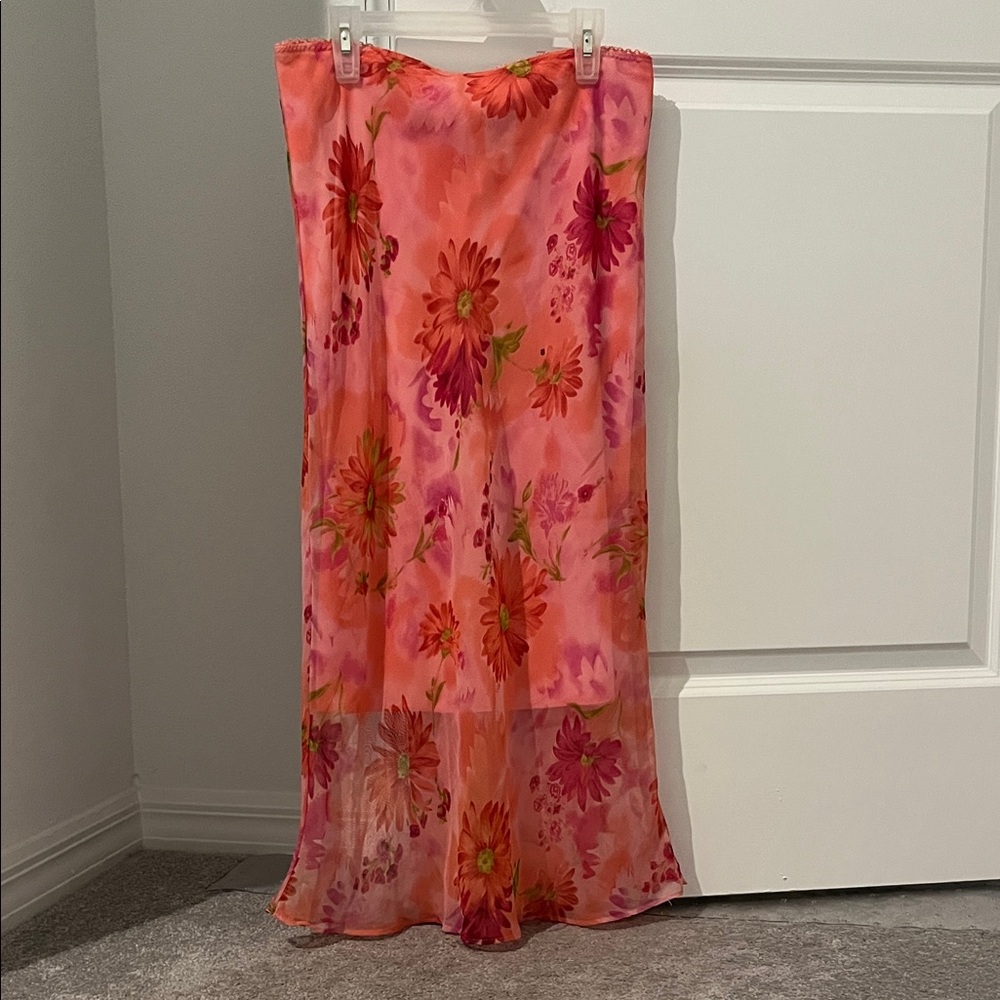 Vibrant Floral Maxi Skirt, Size: M